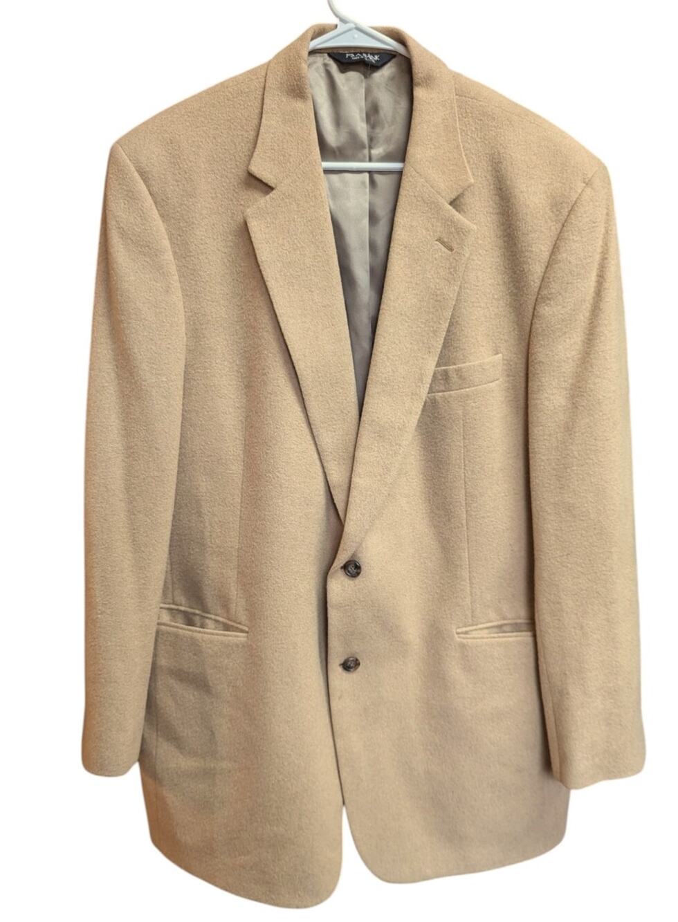Jos A Bank 100% Camel Hair Blazer Sport Coat Size 46L Tan Classic Jacket